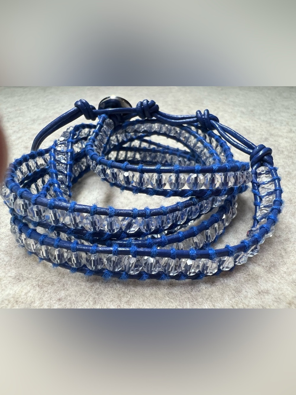 Victoria Emerson Blue Crystal Beaded Wrap Bracelet Boho
